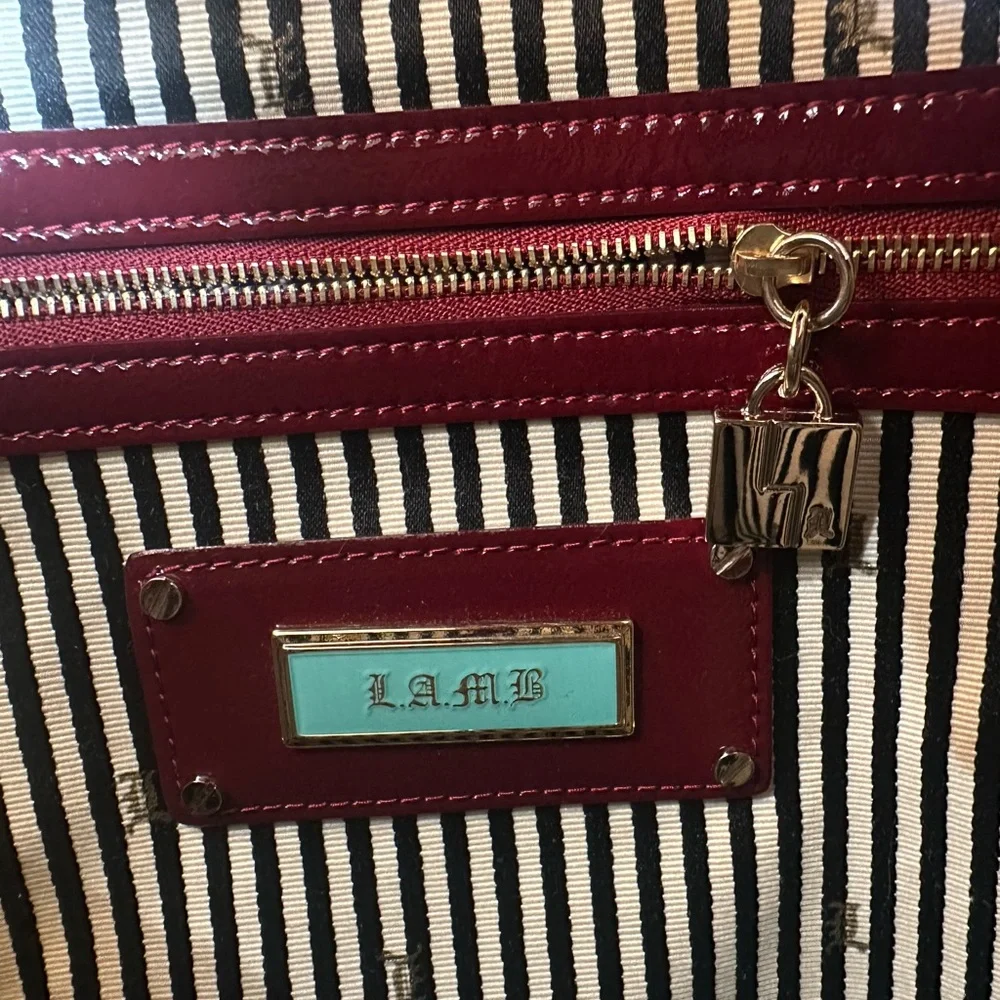 Rare L.A.M.B. Gwen Stefani "Kingston" Lipstick Tote + Stripped Cloth Bag - Picture 11 of 15